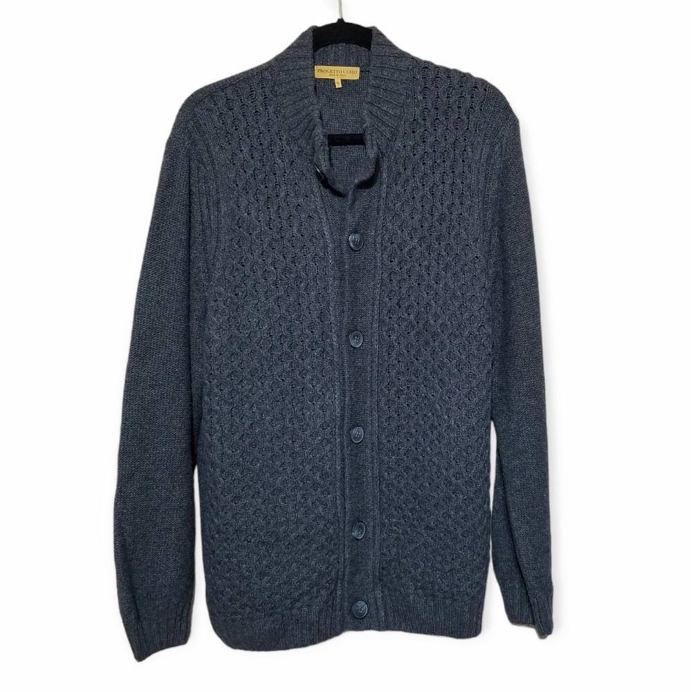 Progetto Uomo Grey Knit Cardigan Men's XL